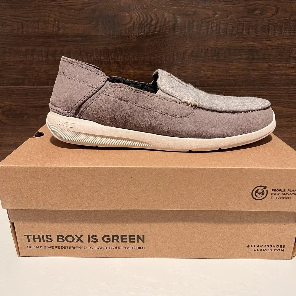 Clarks Men's Gorwin Step Grey Suede Casual Loafer‎ Shoes Size 8.5M